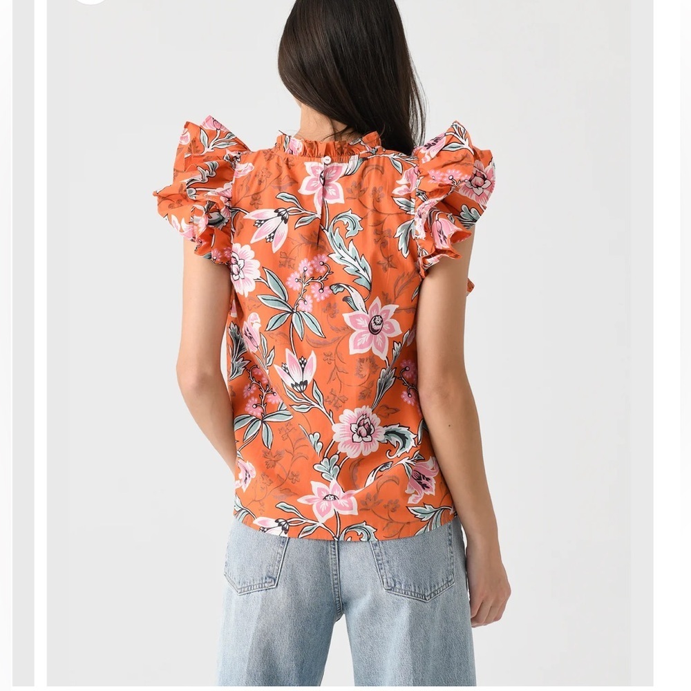 BANJANAN Women’s Kiara Floral Ruffle Organic Cotton Top Blouse - Picture 5 of 10